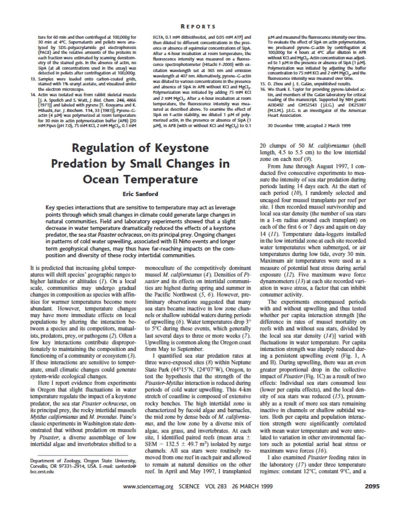 Regulation of Predation by Keystone Species