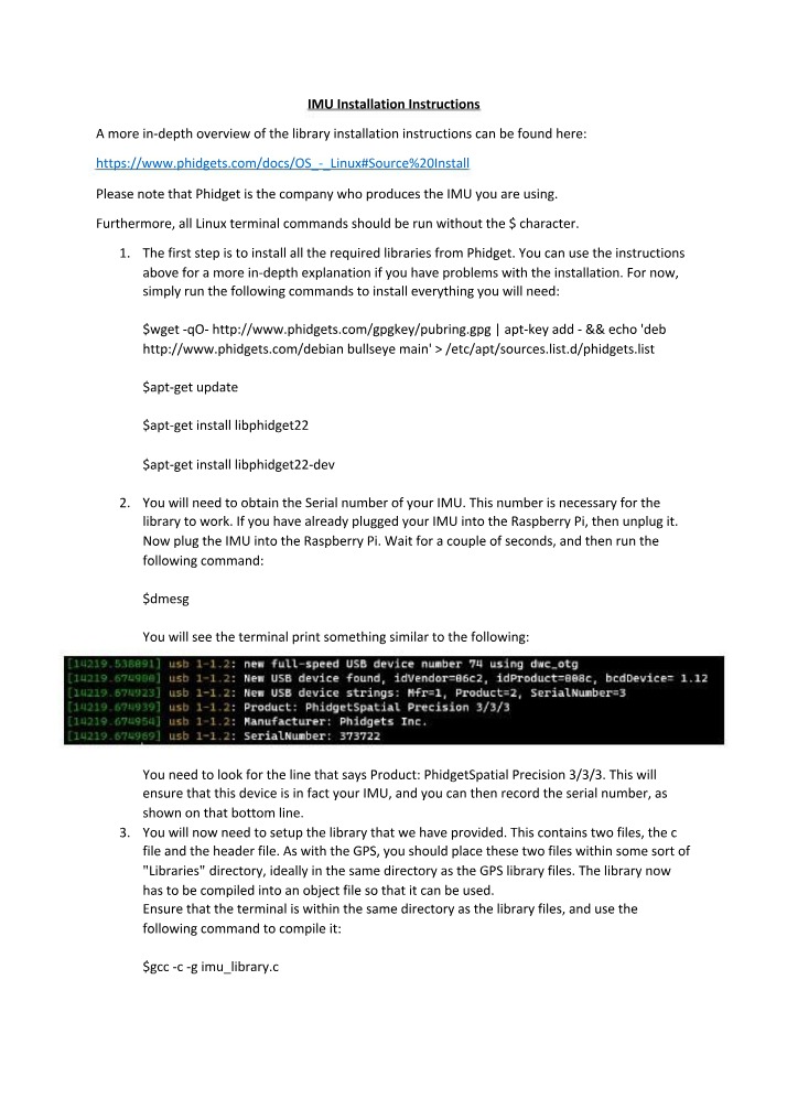 IMU Installation Instructions for Linux Users