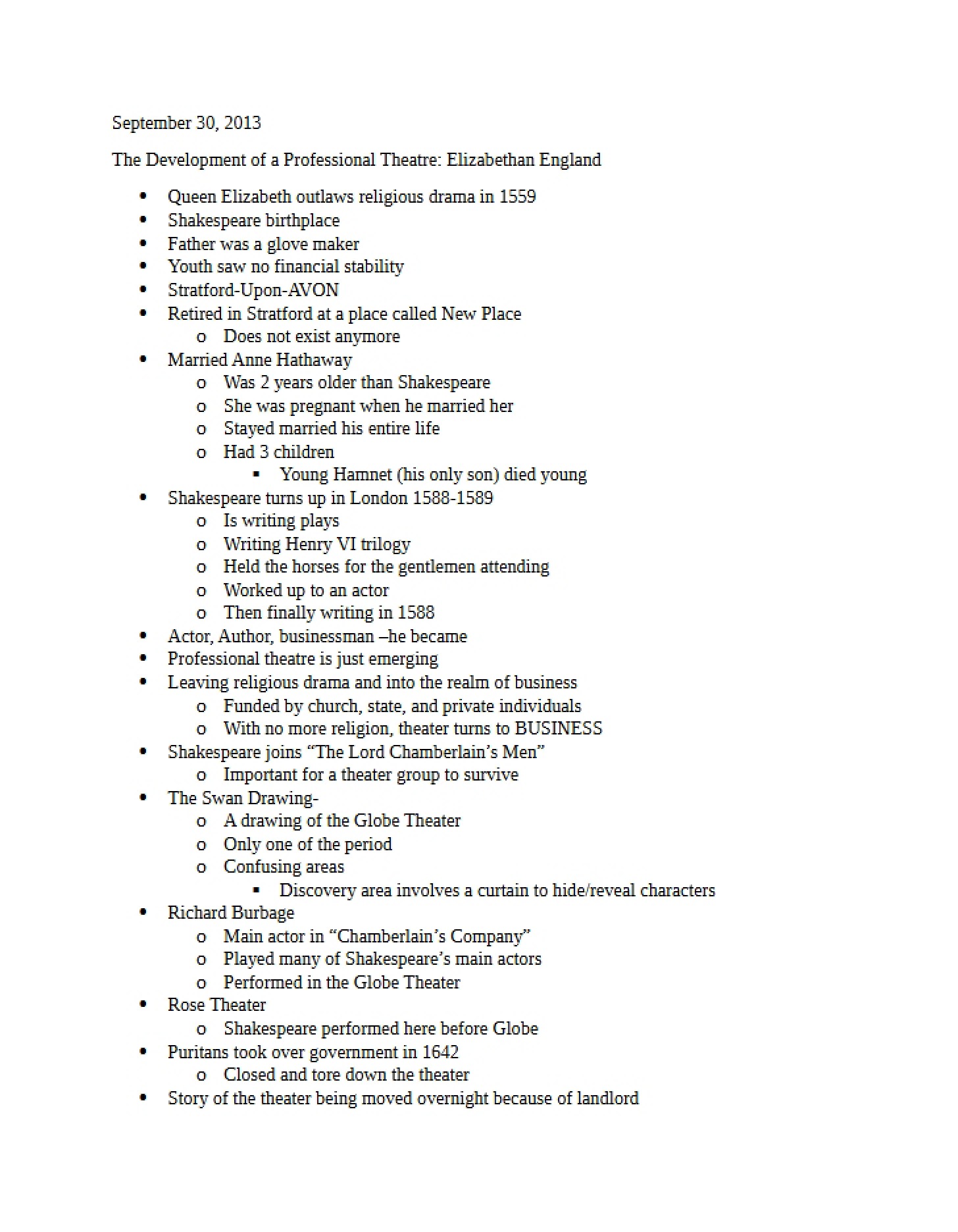 Notes on Theatre Part 9