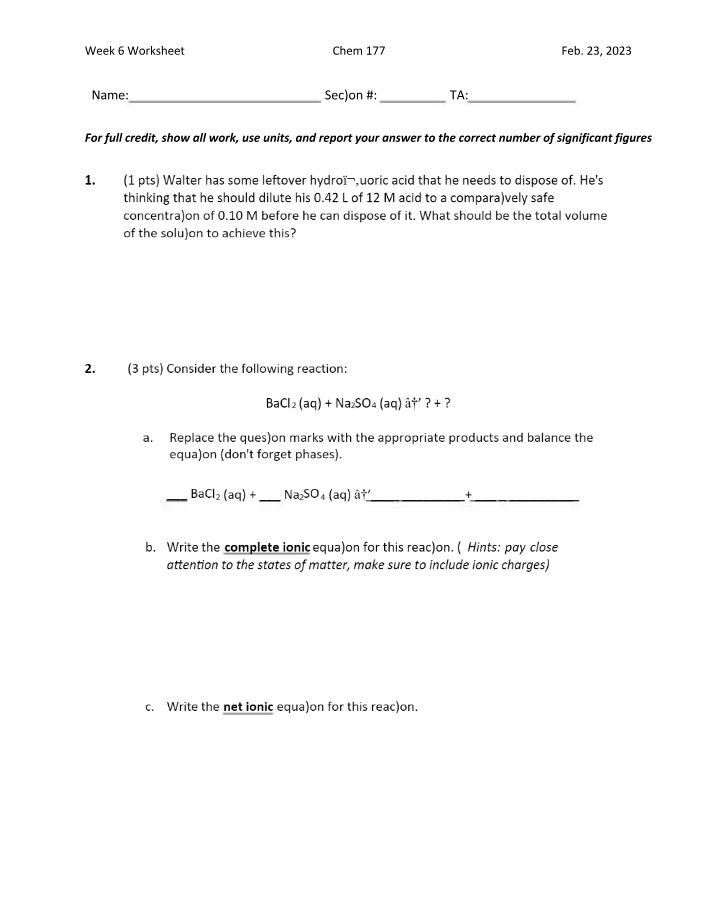 Worksheet for Week 6
