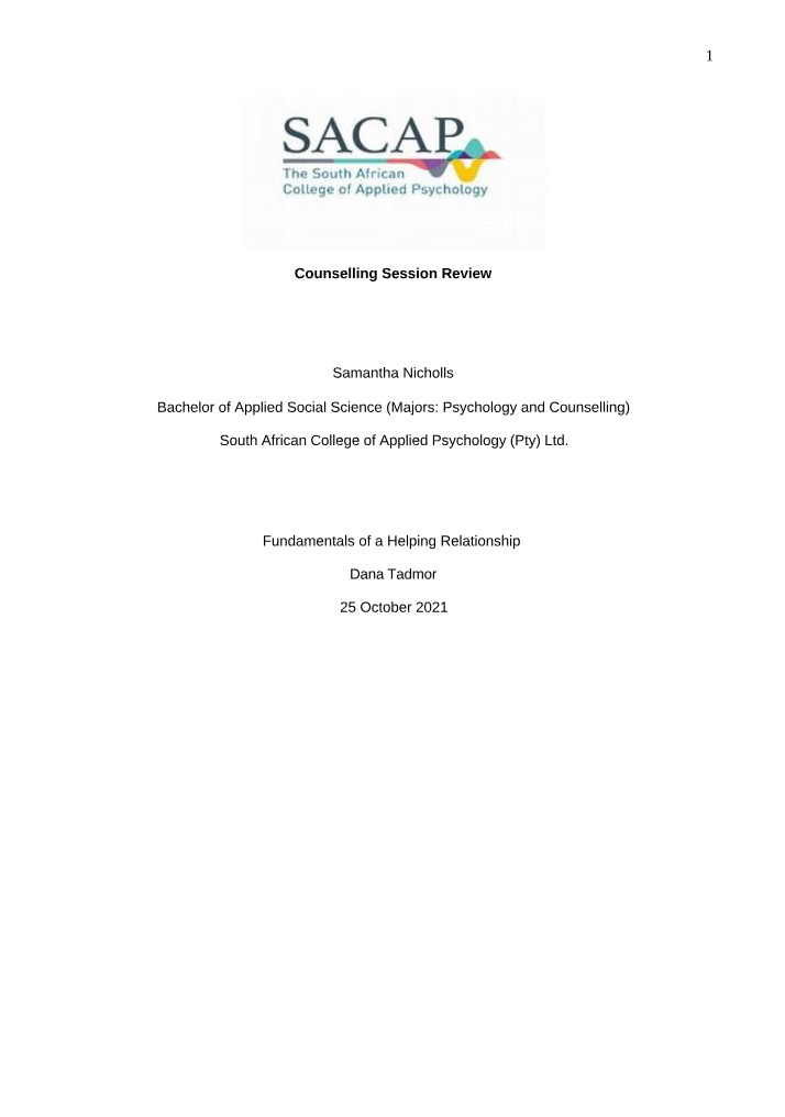 Review of Counselling Session