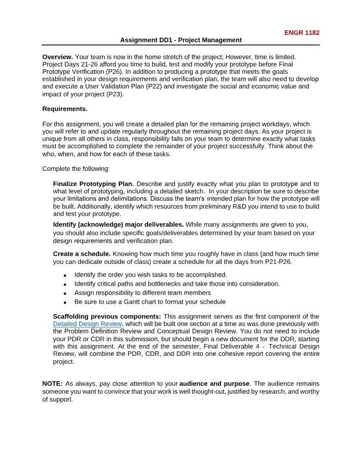 Project Management - Assignment DD1