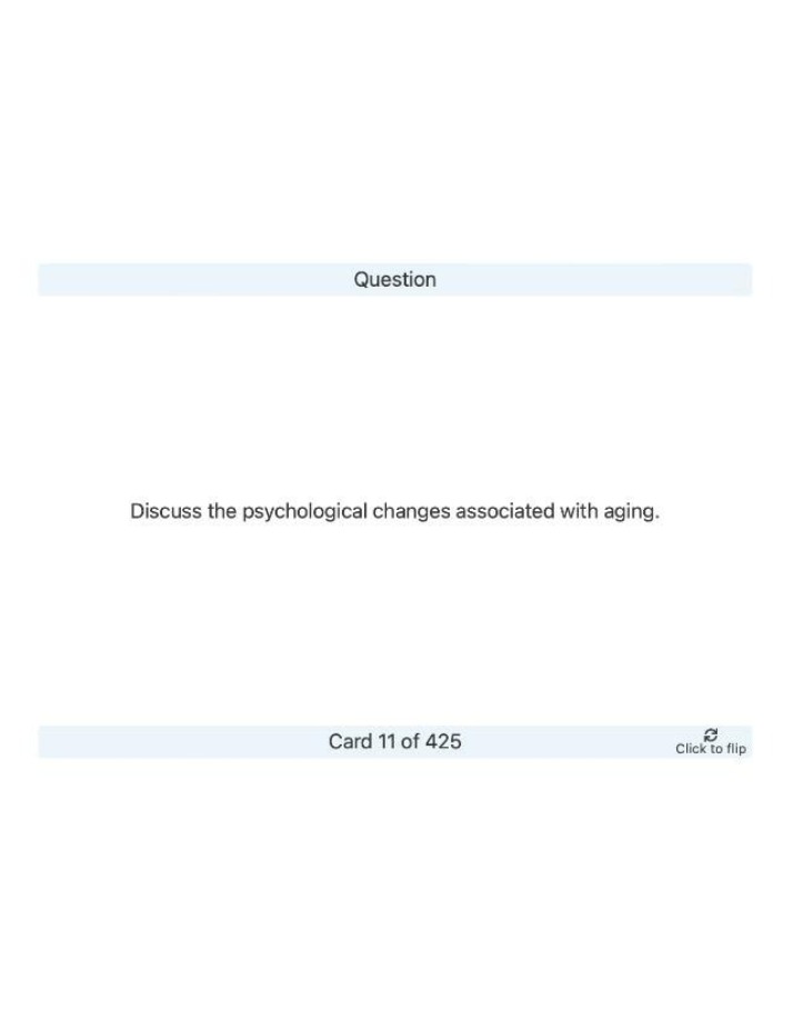 Psychological Changes of Aging