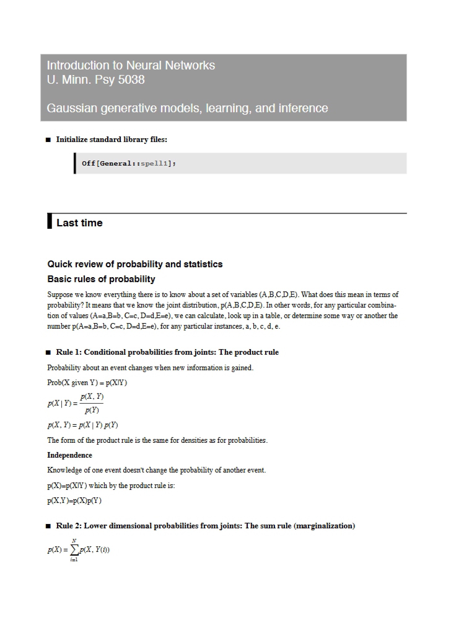 Inference, Learning, and Gaussian Generative Models