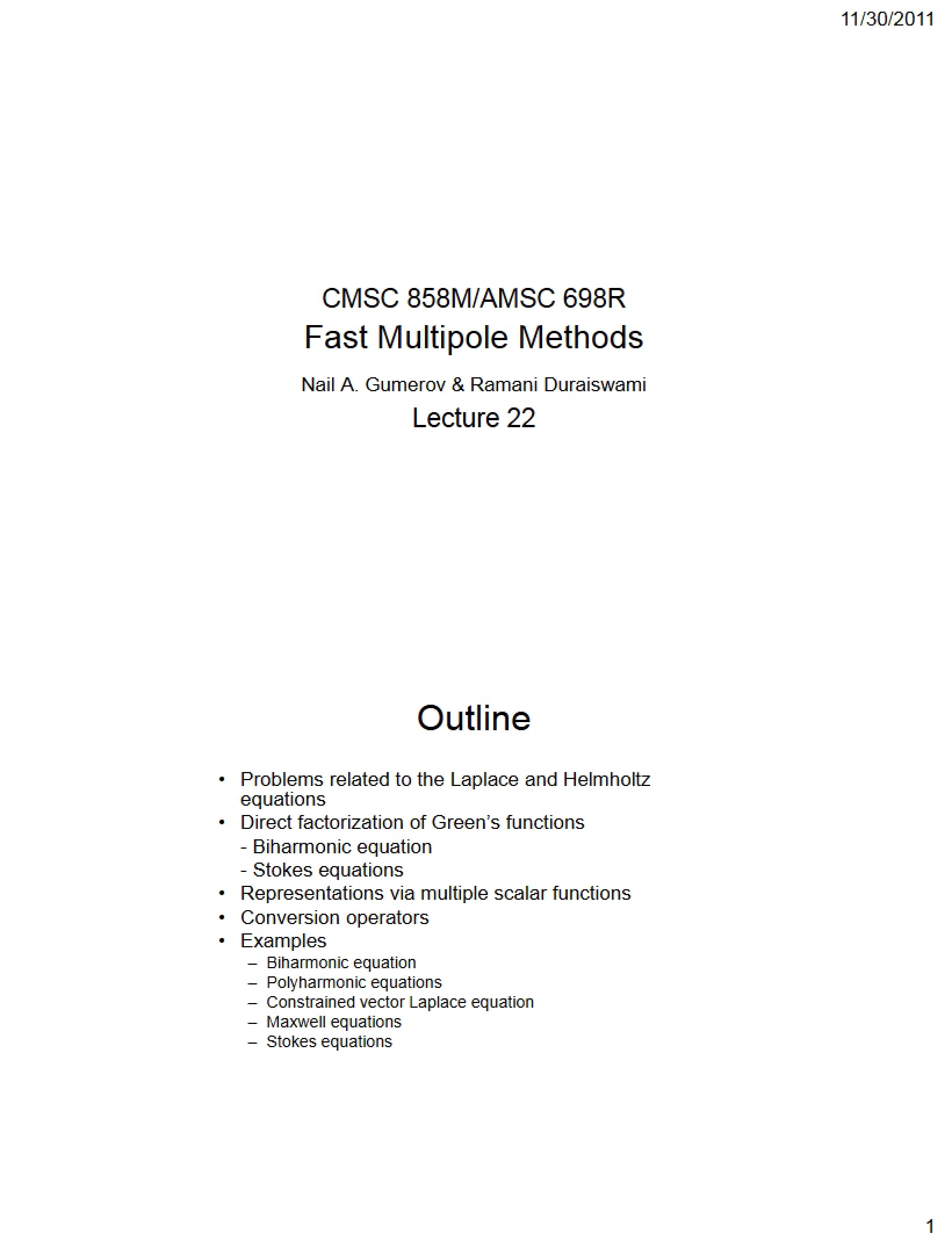 Fast Multipole Methods Guide