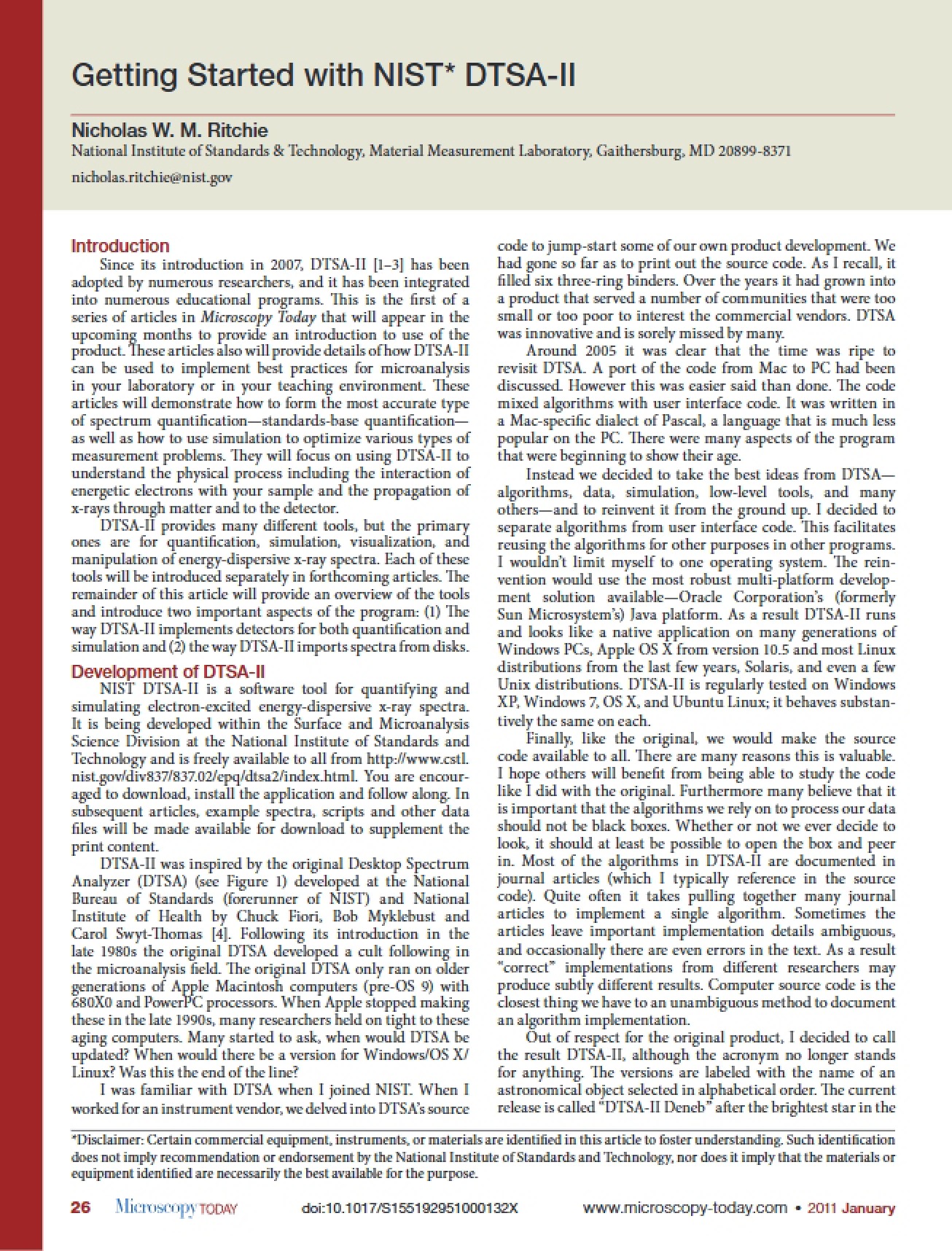 NIST-DTSA-II Introduction