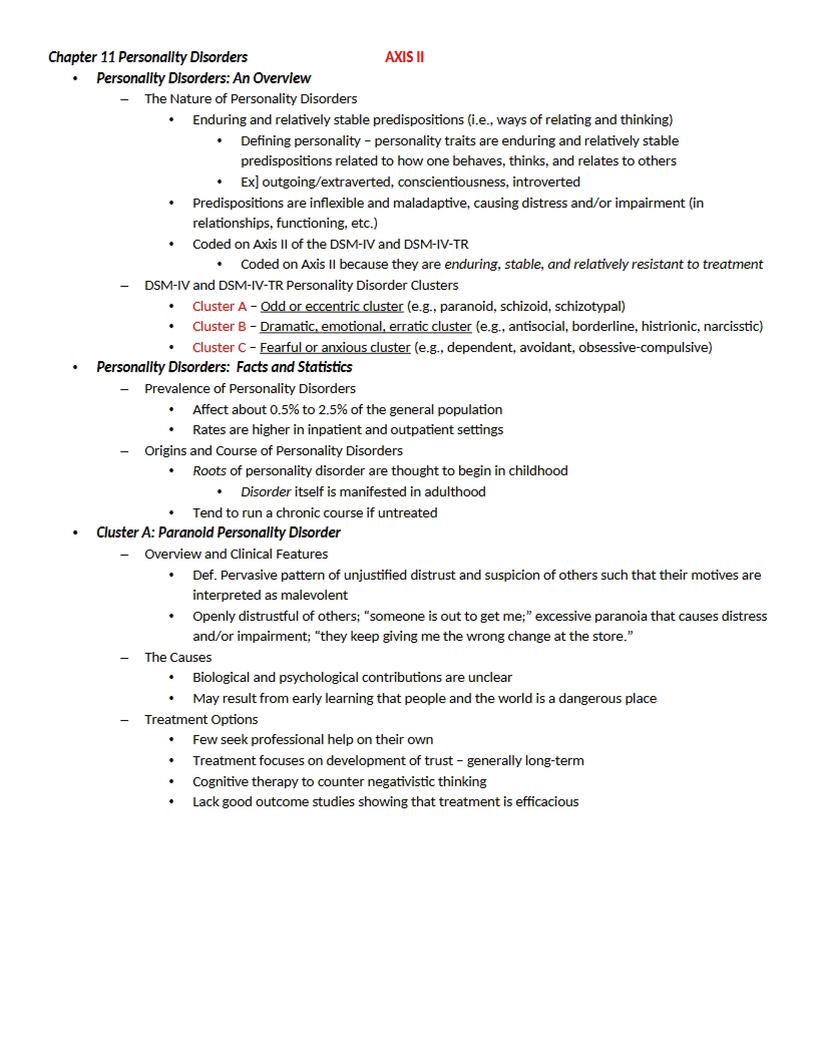 Disorders of Personality - Chapter 11