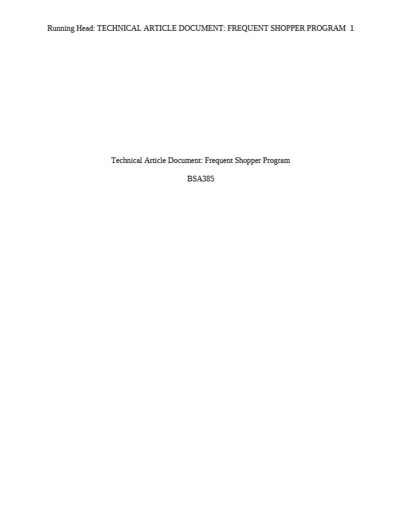 Technical Article Document Frequent Shopper Program
