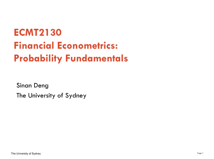 Lecture 2 - ECMT 2130
