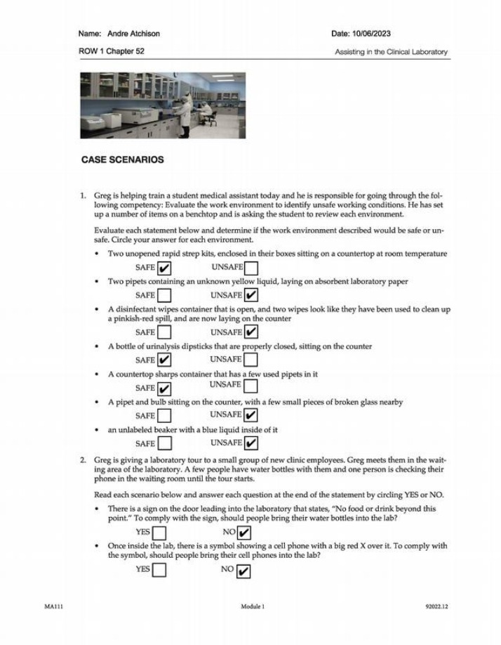 Clinical Laboratory Safety - Scenarios and SDS