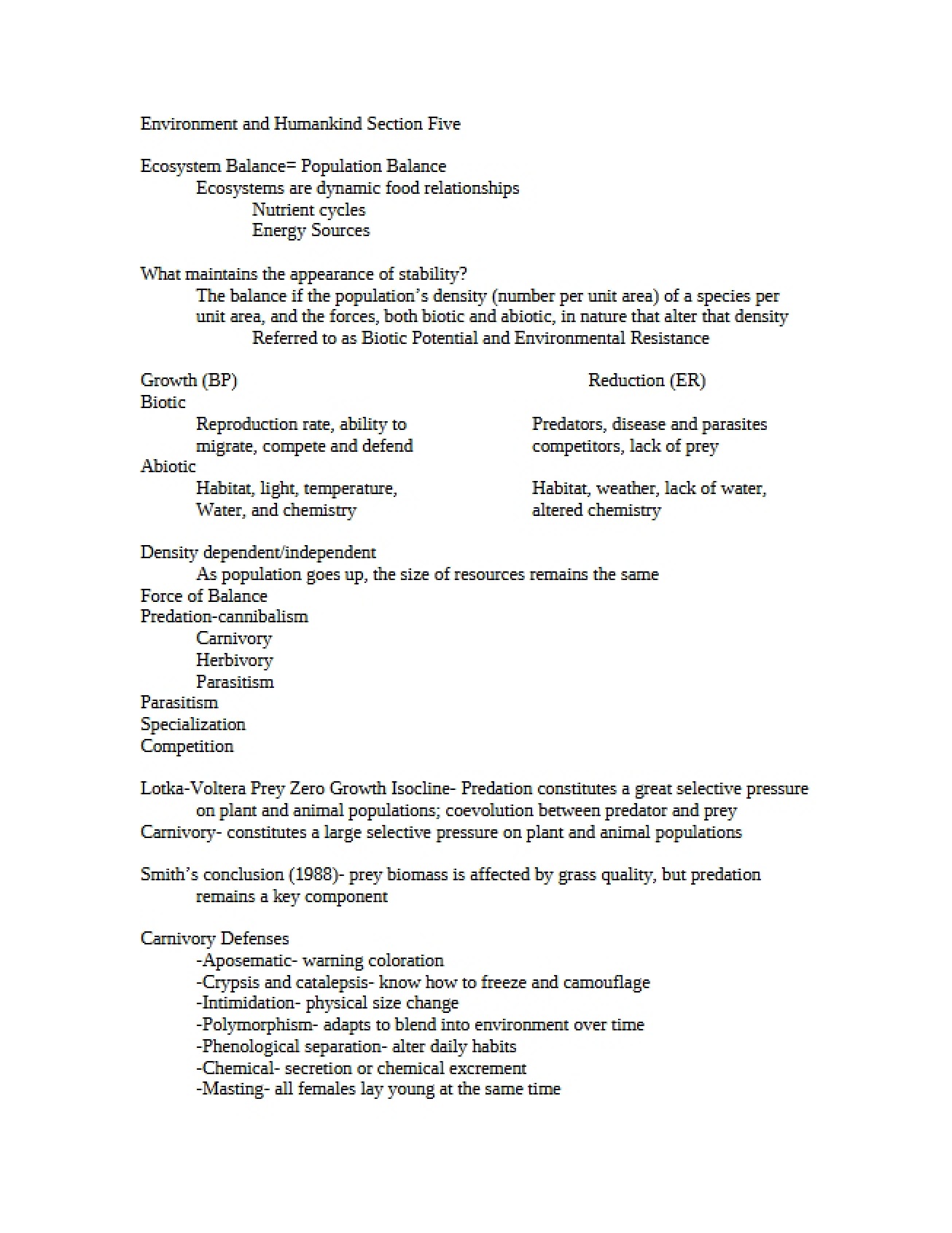 Section 5 Environment and Humankind