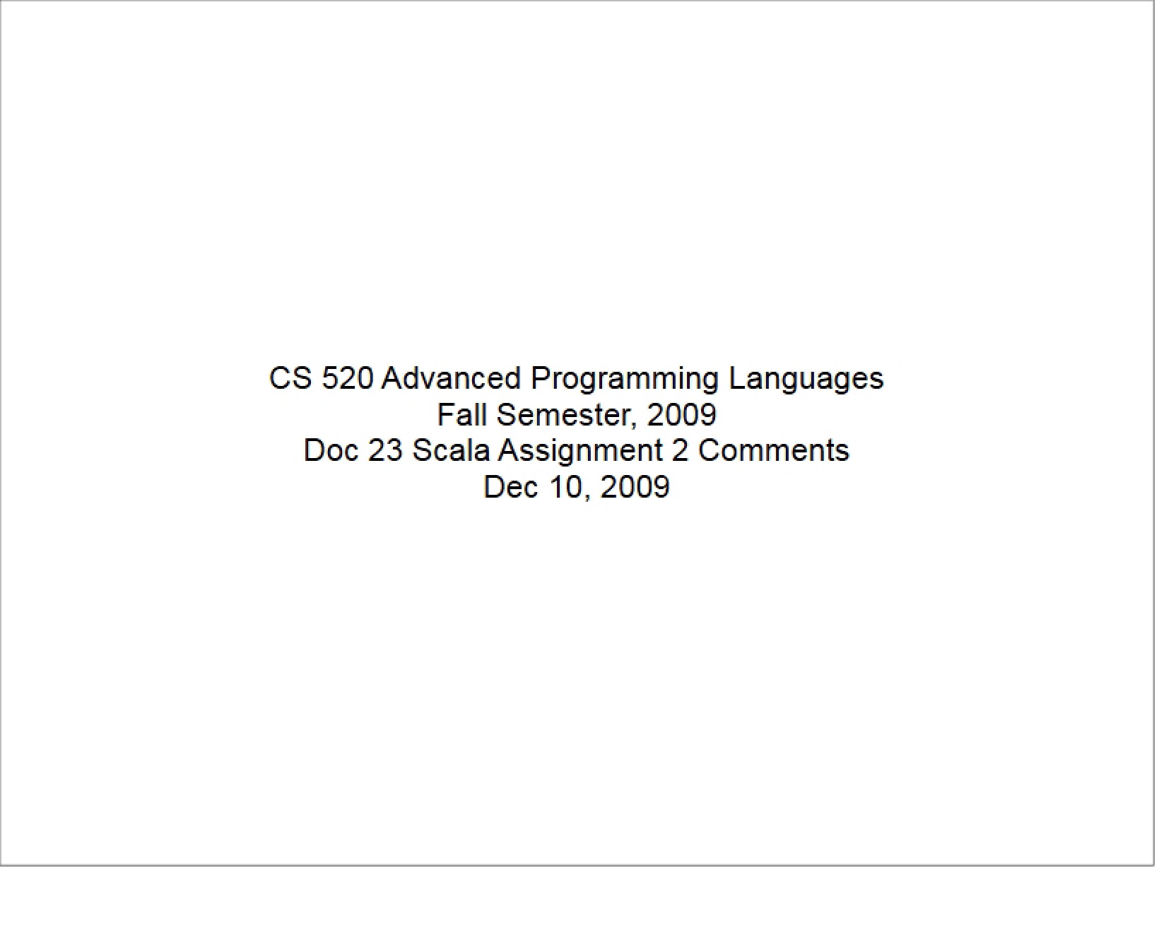 Comments for Scala Assignment Two