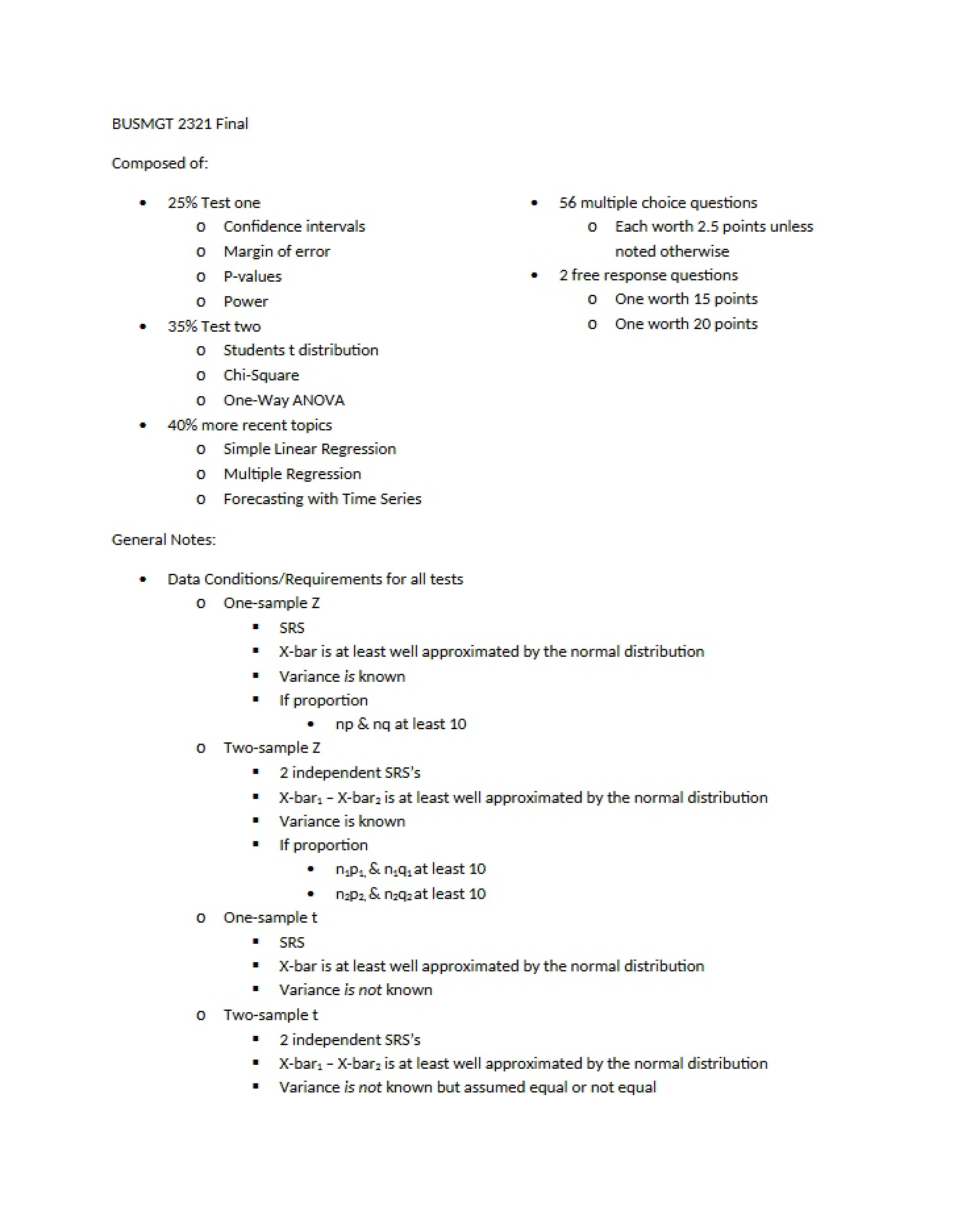 Final Course Examination