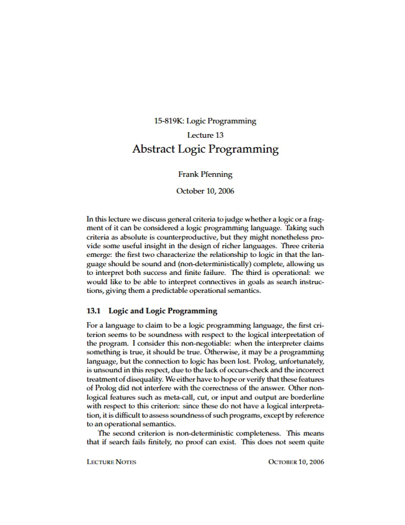 Logic Programming Abstract Concepts