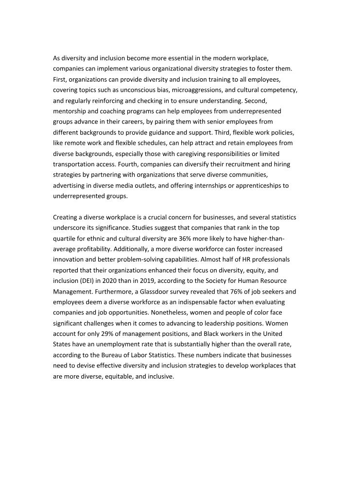 Creating a Diverse Workplace - Strategies and Statistics