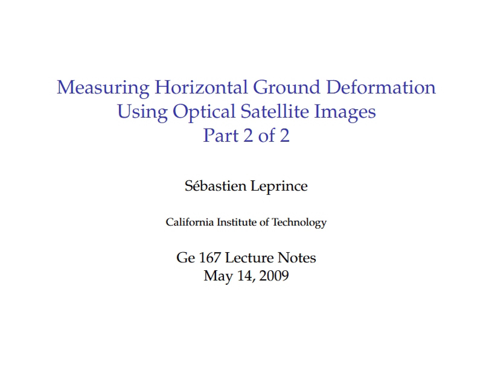 Notes on Tectonic Geodesy