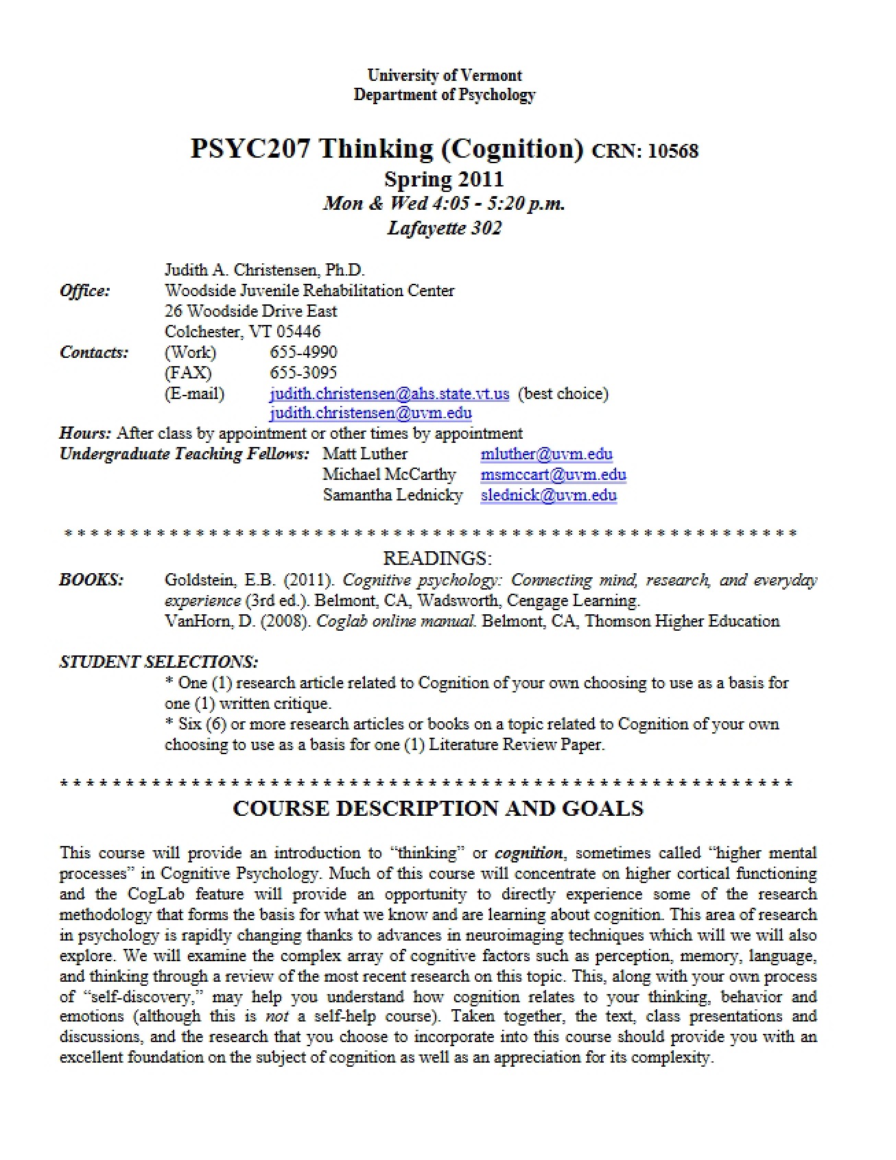 Motivation Class Syllabus