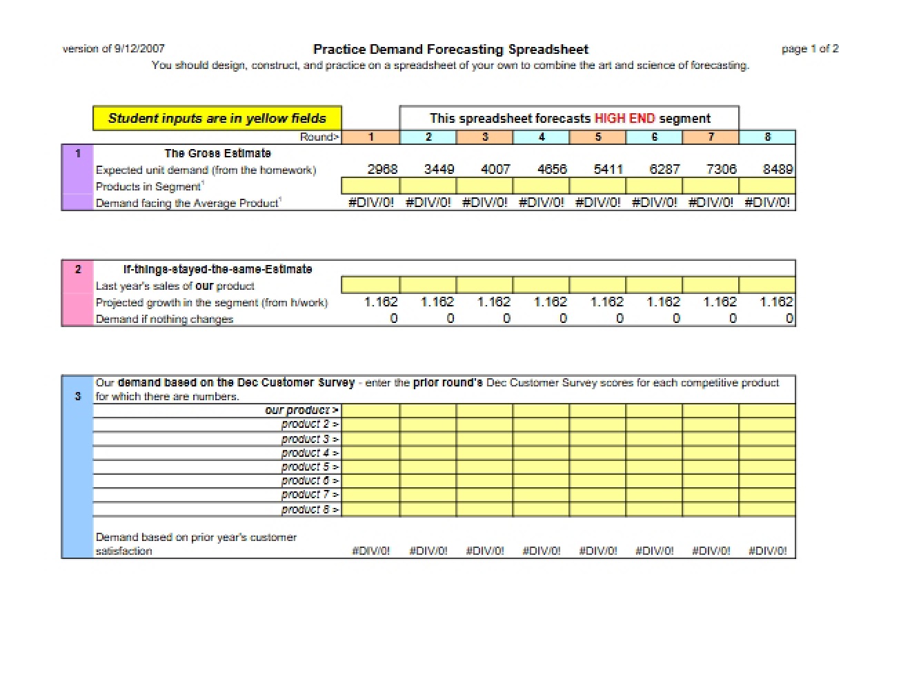 Spreadsheets for Demand Forecasting Practice