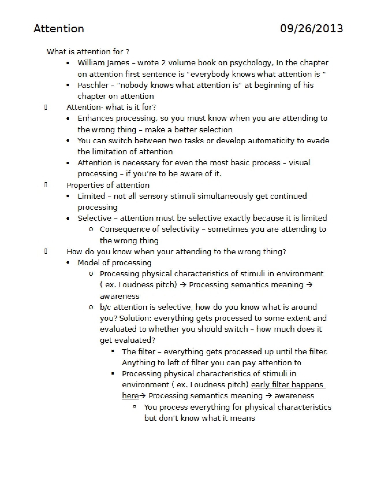 Class Notes for Cognitive Psych Exam 2