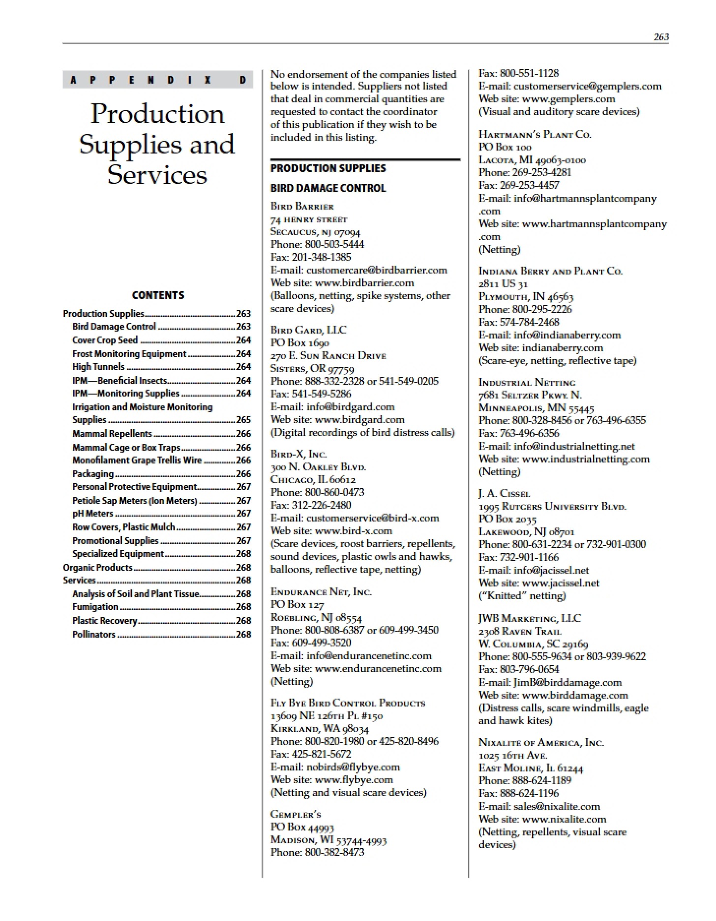 Services and Supplies for Production