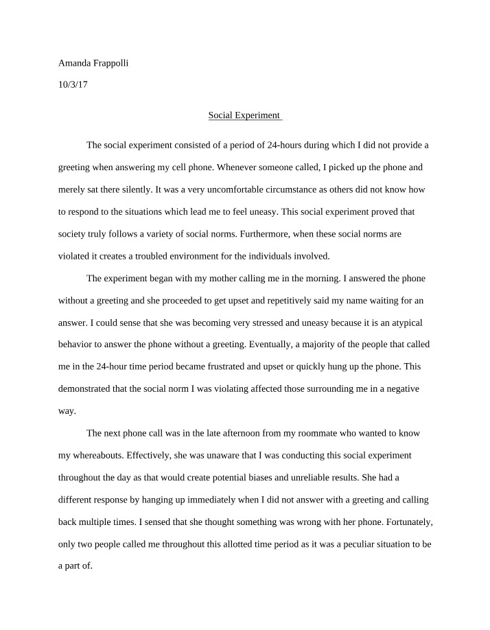 Violating Social Norms - A 24-Hour Phone Experiment