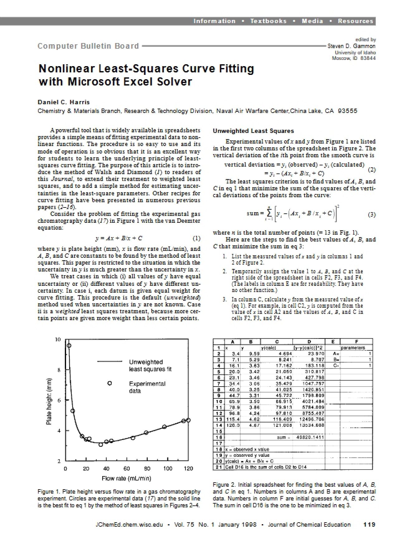 Excel Solver Nonlinear Least-Squares Fitting