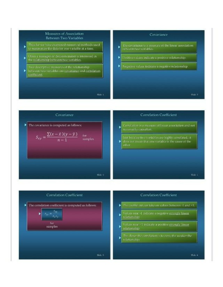 Measures of Association - Correlation and Covariance