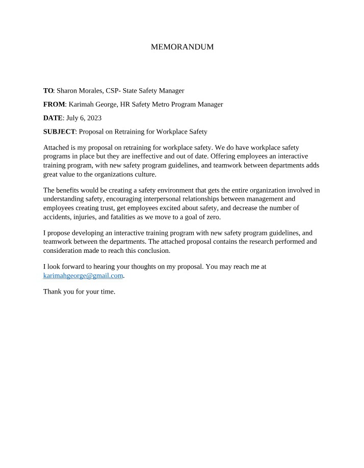 Workplace Safety Retraining Project