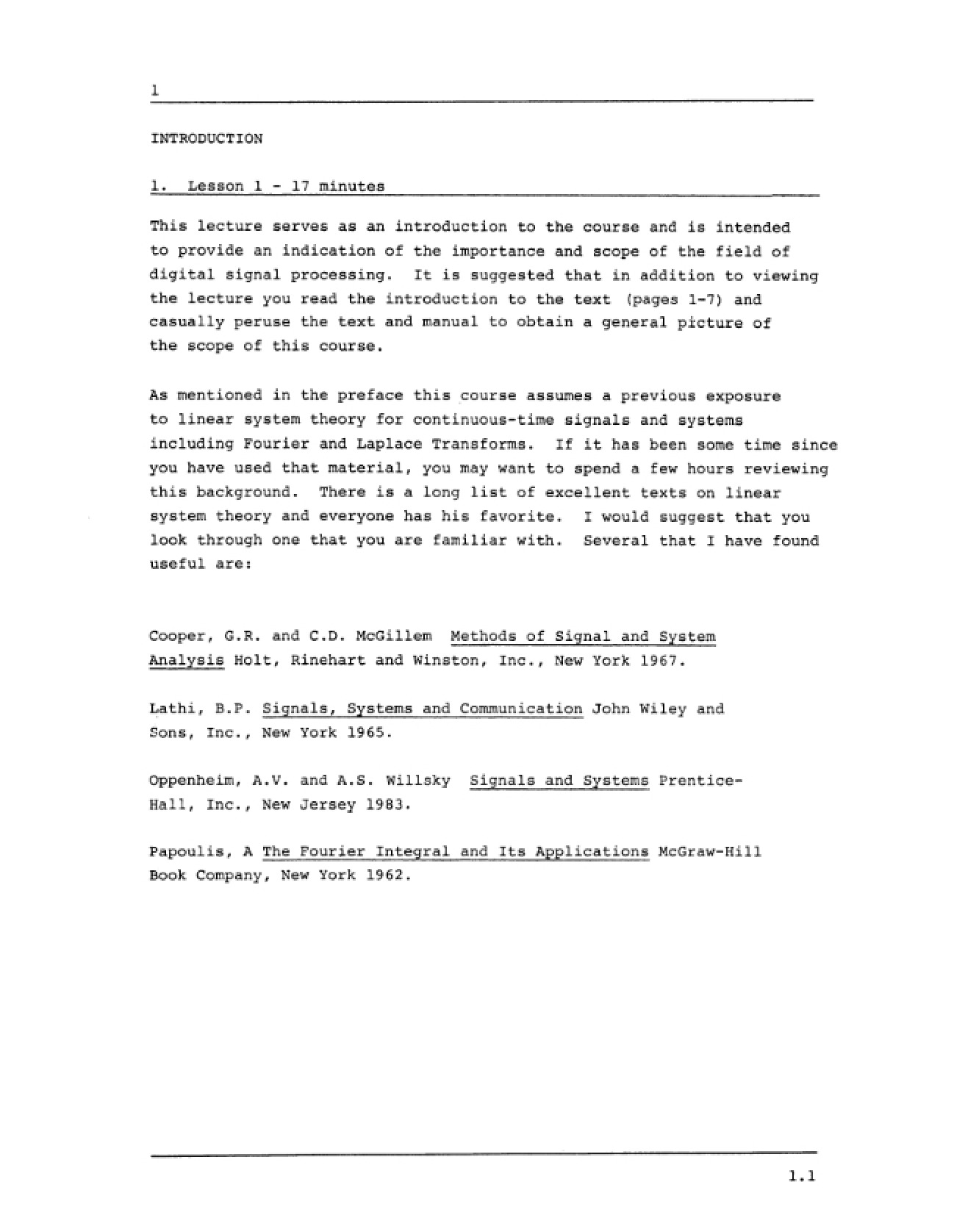 Introduction to Lesson 1