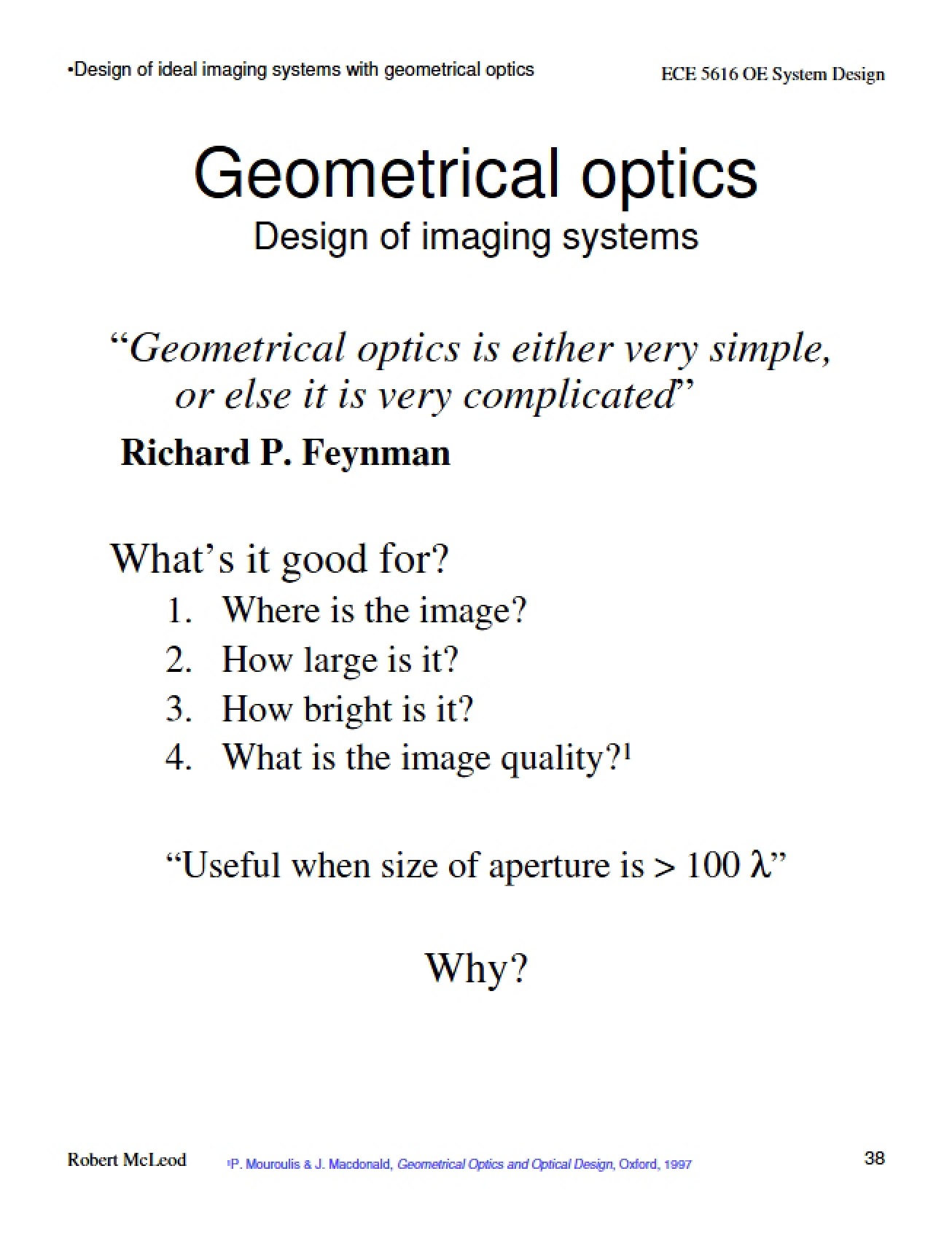 Principles of Geometrical Optics