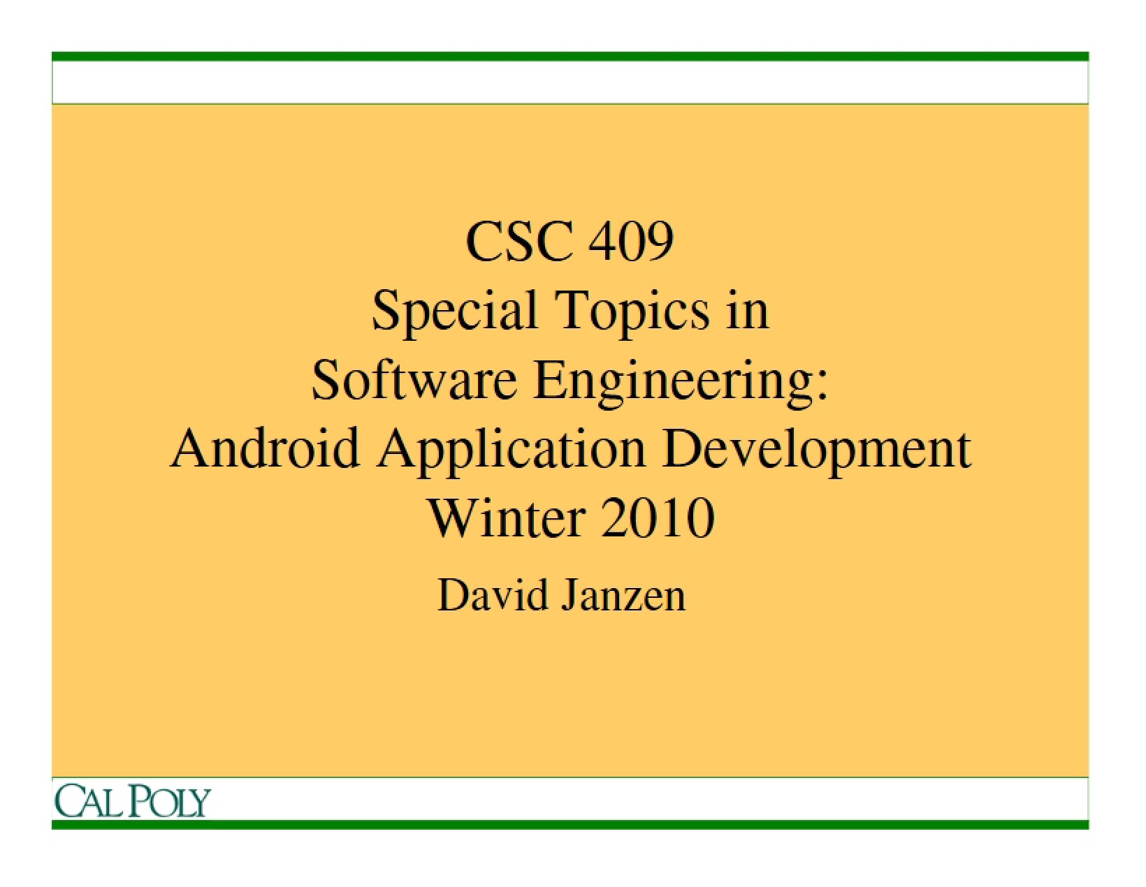 Intro to Current Topics in SE