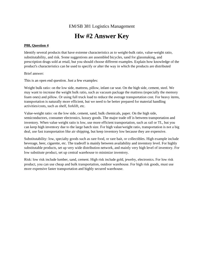 Homework 2 Answer Key
