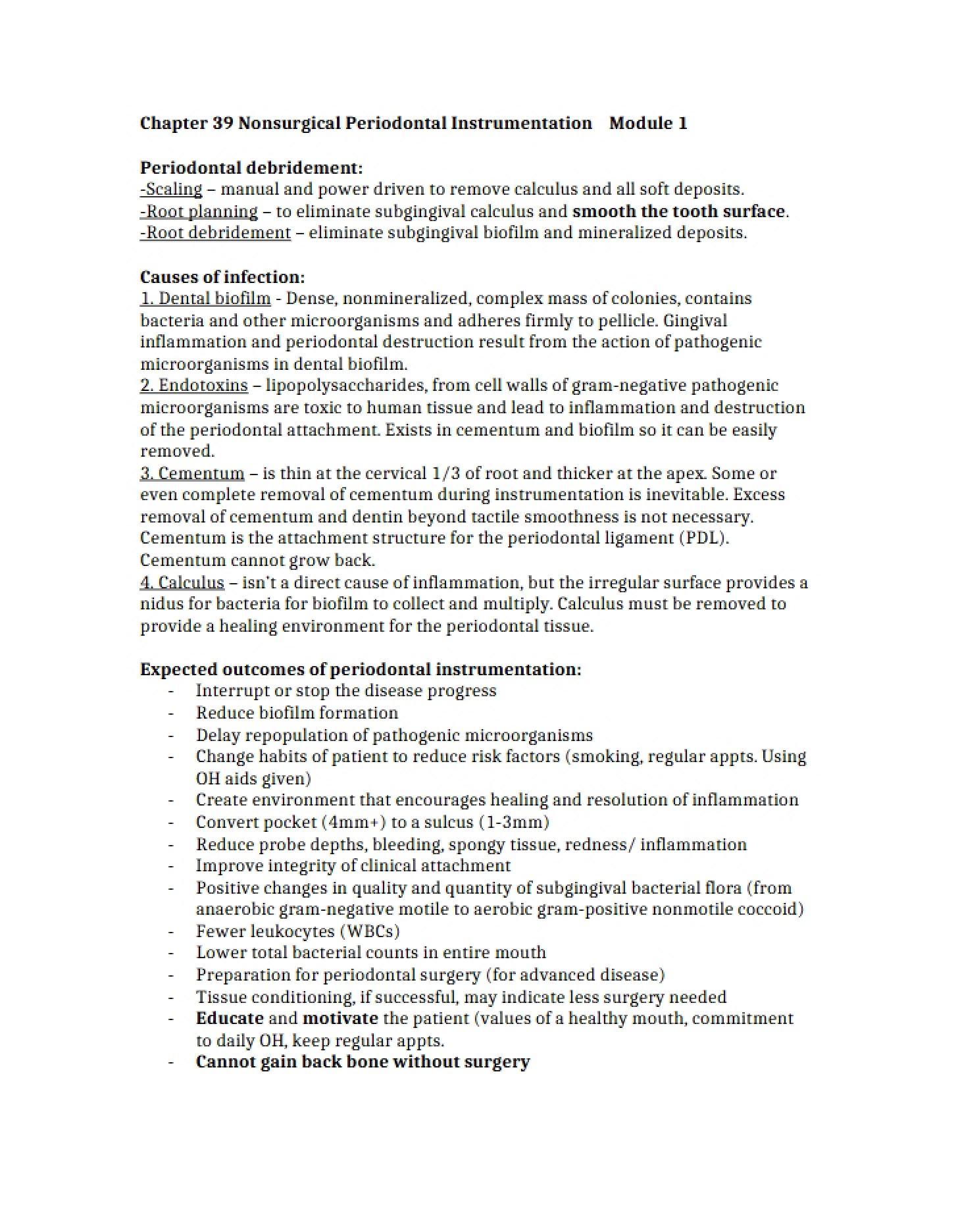 Debridement of the Periodontium