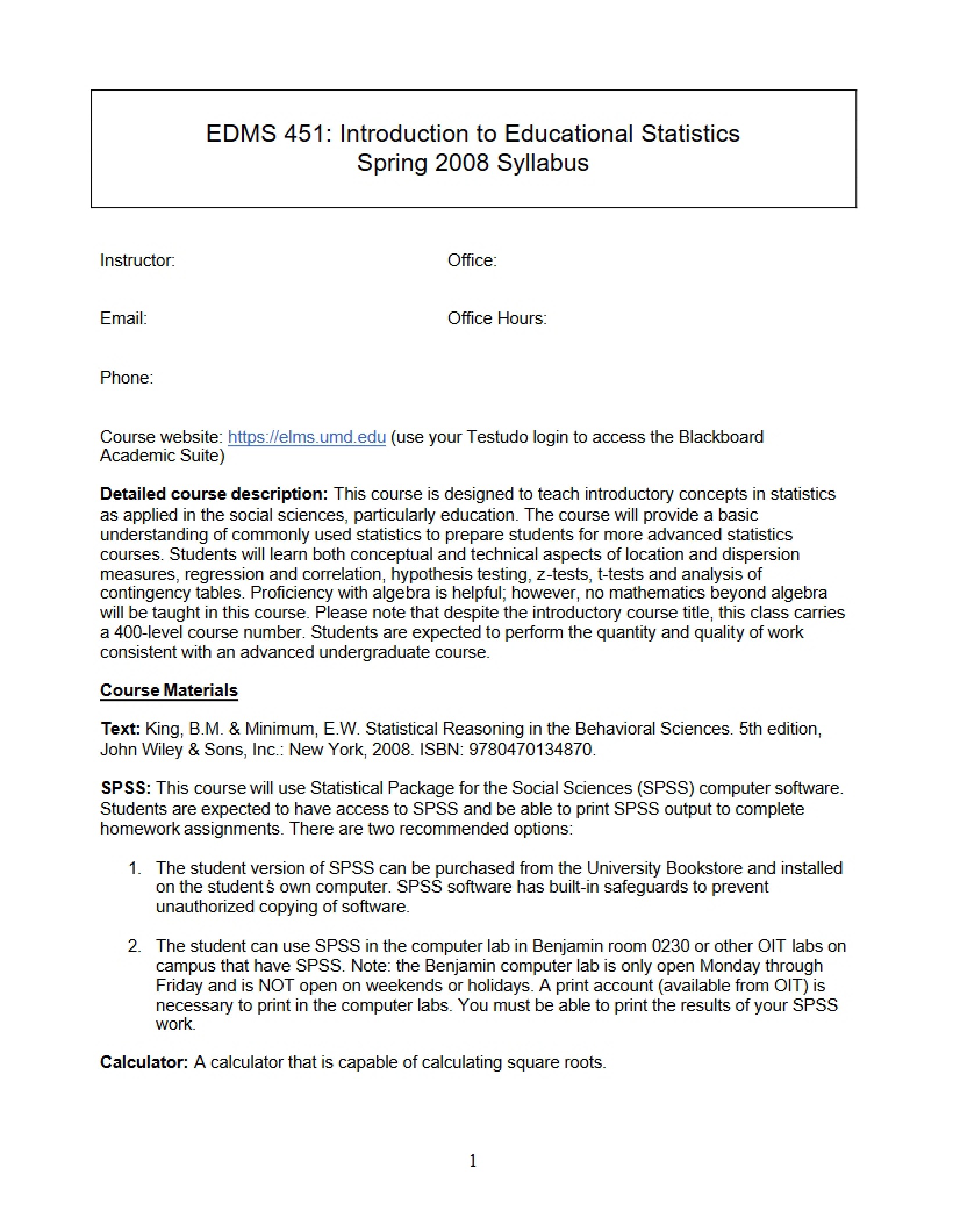 EDMS 451 Course Syllabus