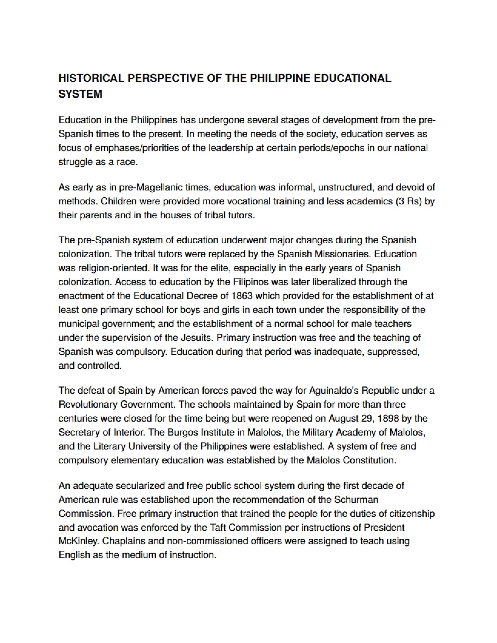 Philippine Education System History
