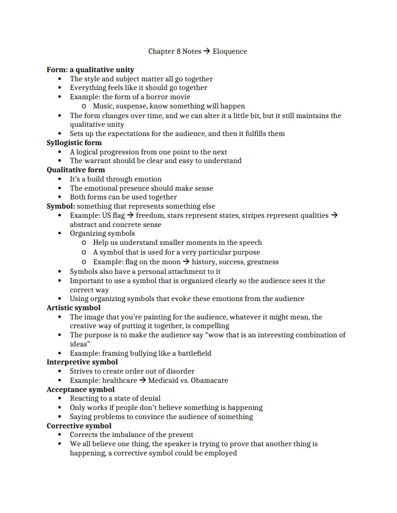 Eloquence Chapter 8 Notes