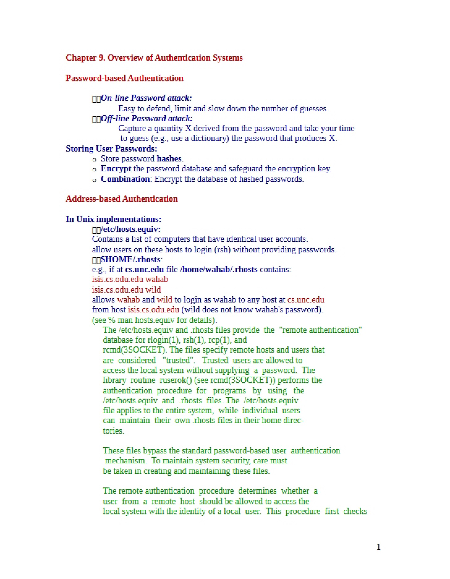 Notes from the Session