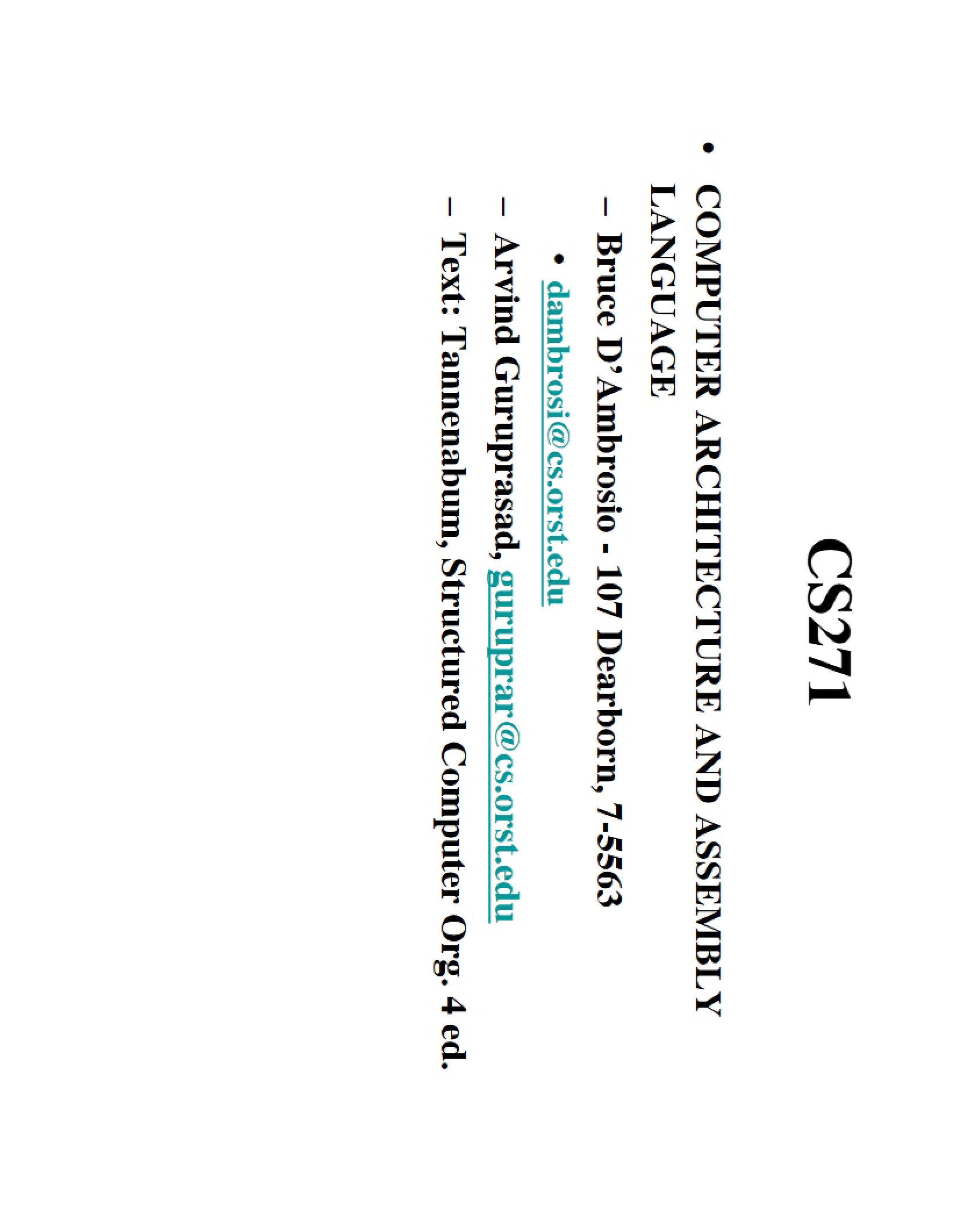 CS 271 Lecture Notes - 21 Pages