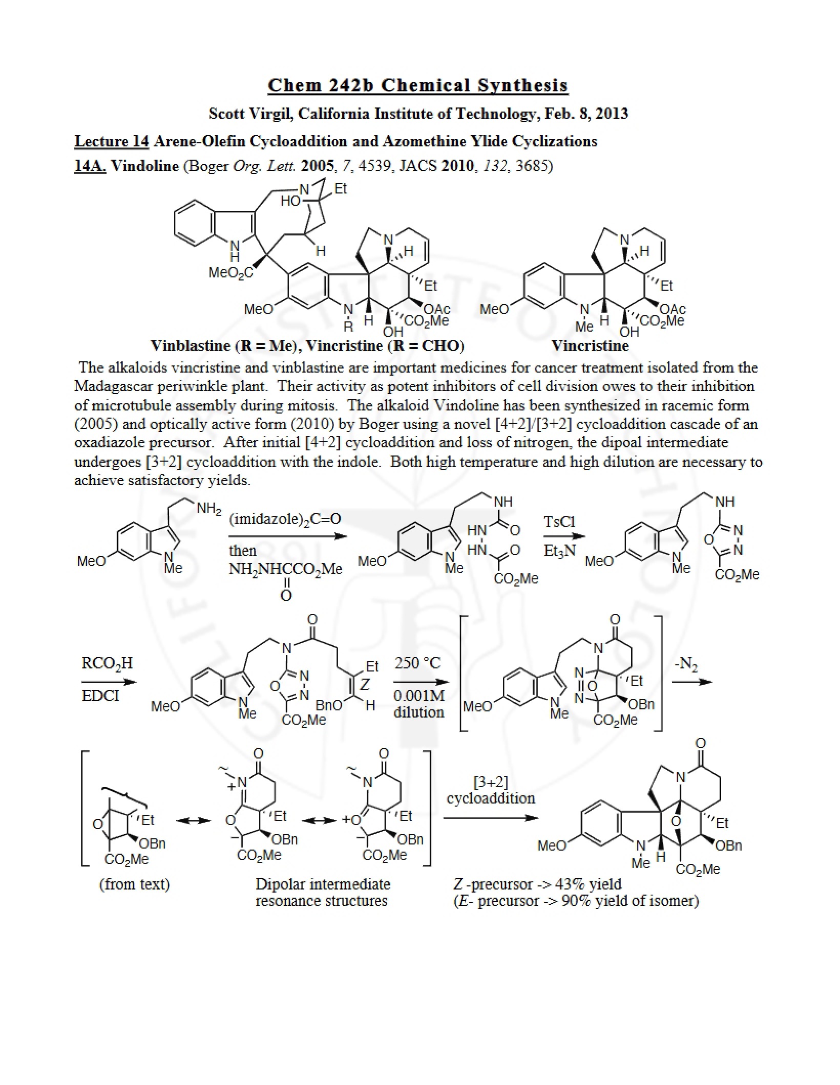 Chemical Synthesis Lecture Notes