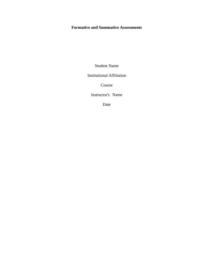 Assessments - Formative and Summative