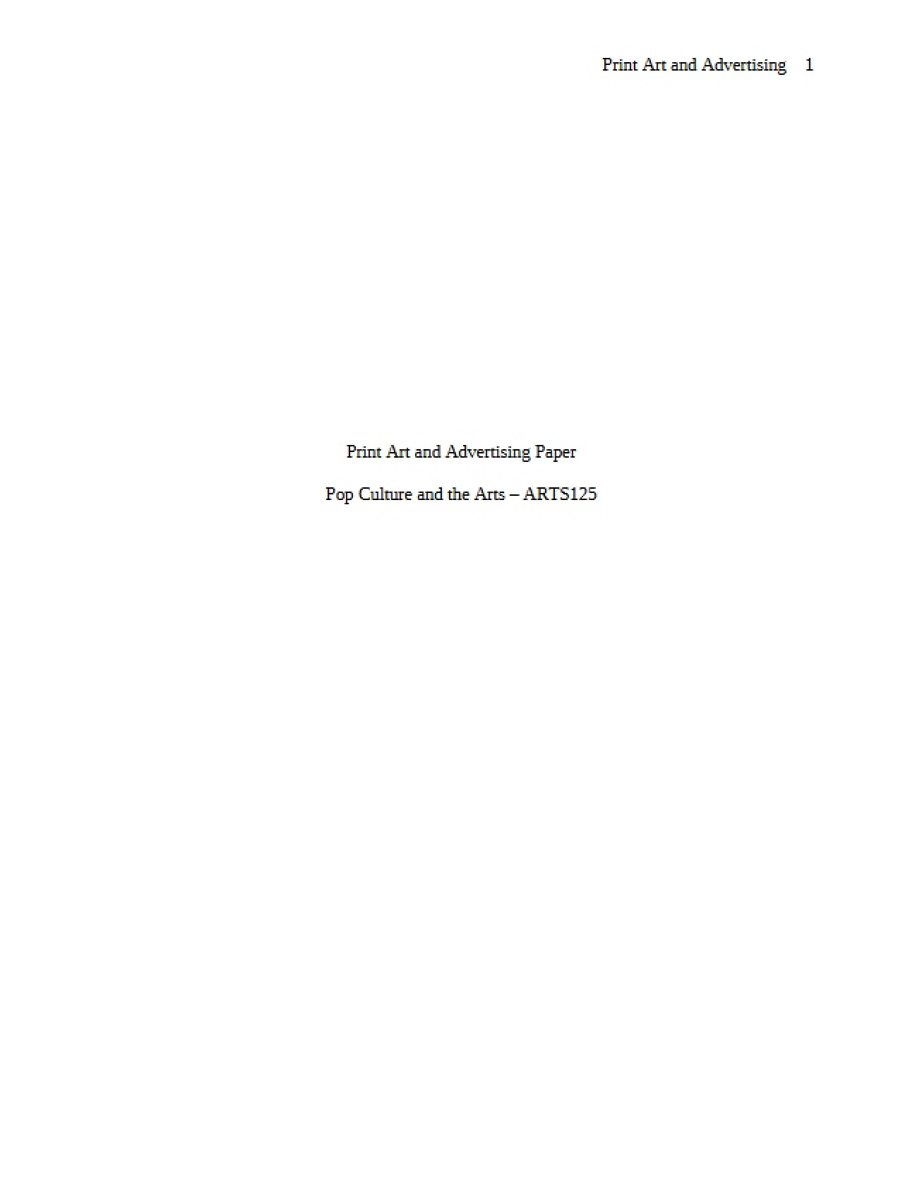 Paper on Print Art and Advertising