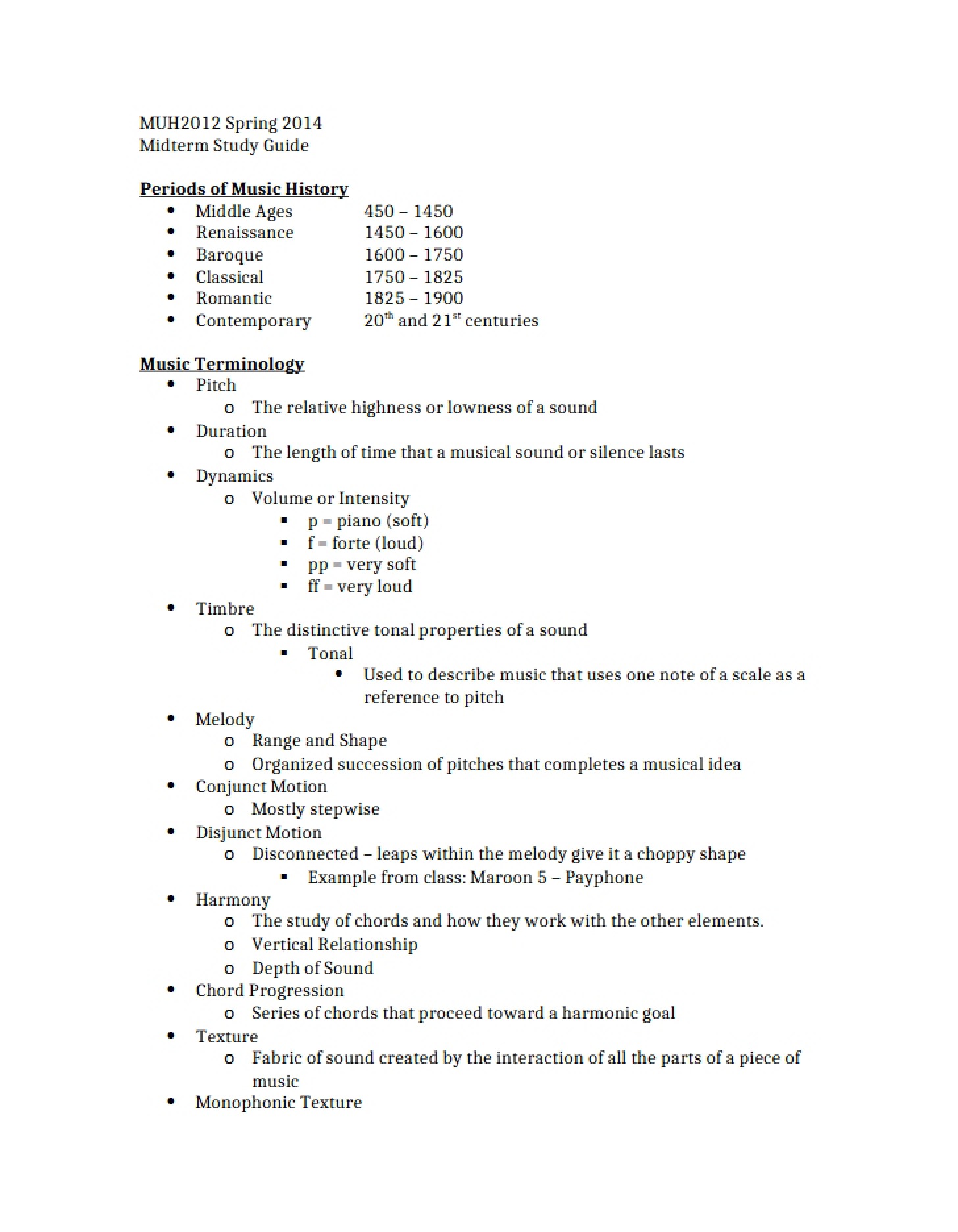 Guide for Midterm