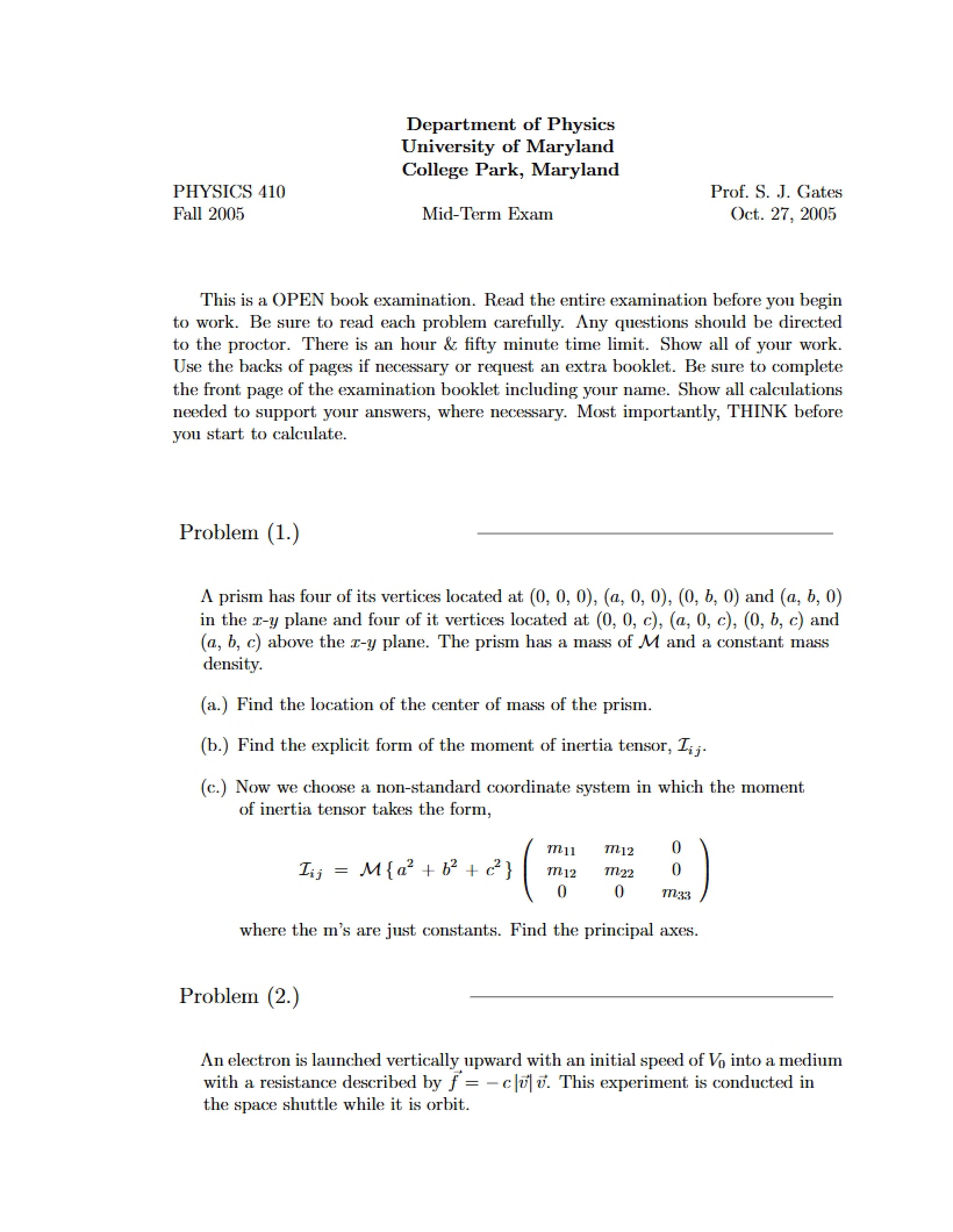 Examination Midterm