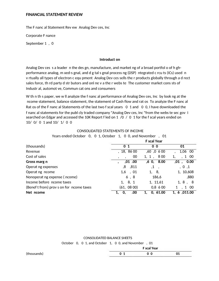 Review of Financial Statements