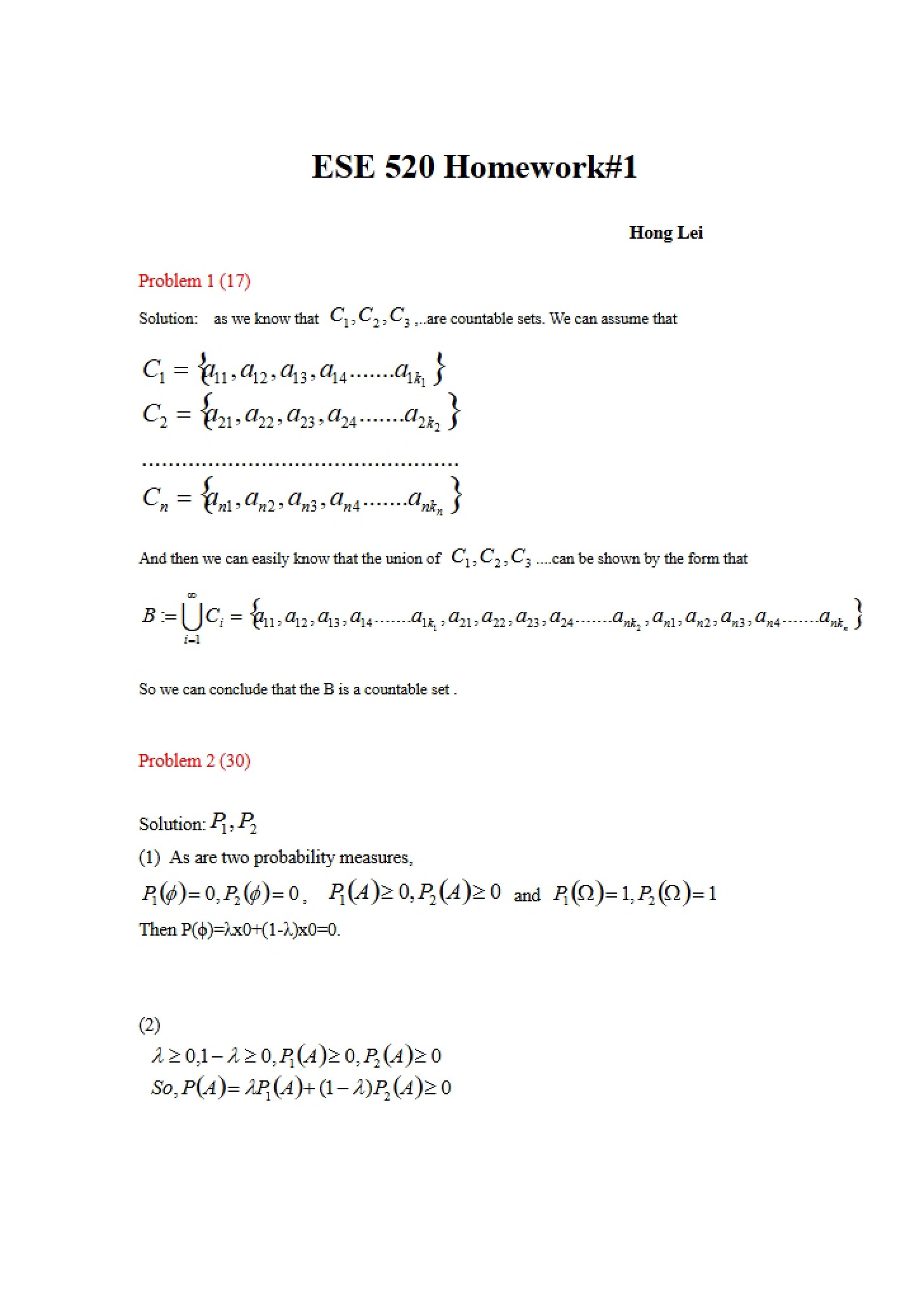 First Homework Assignment (ESE 520)