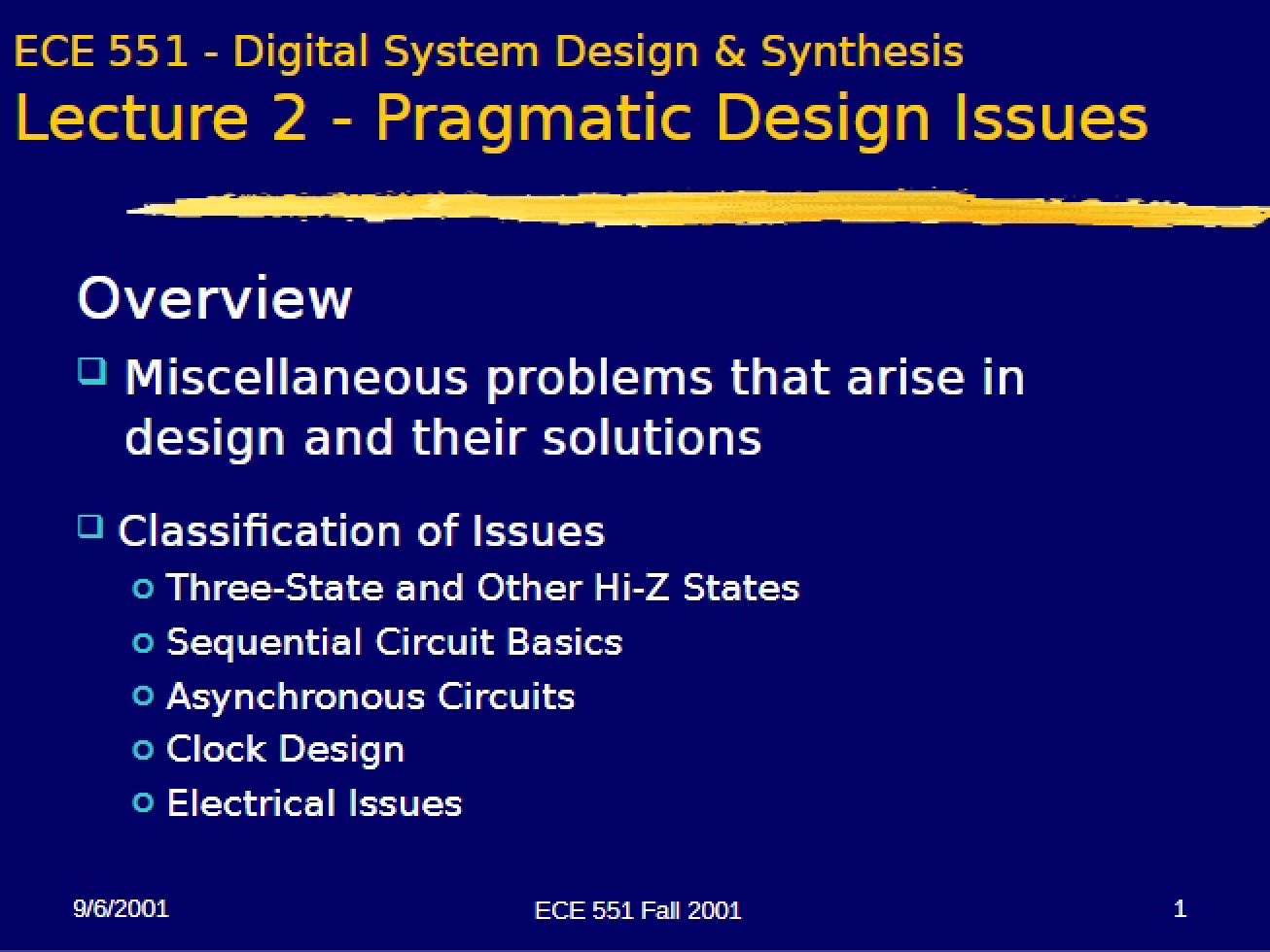 Lecture Two Overview