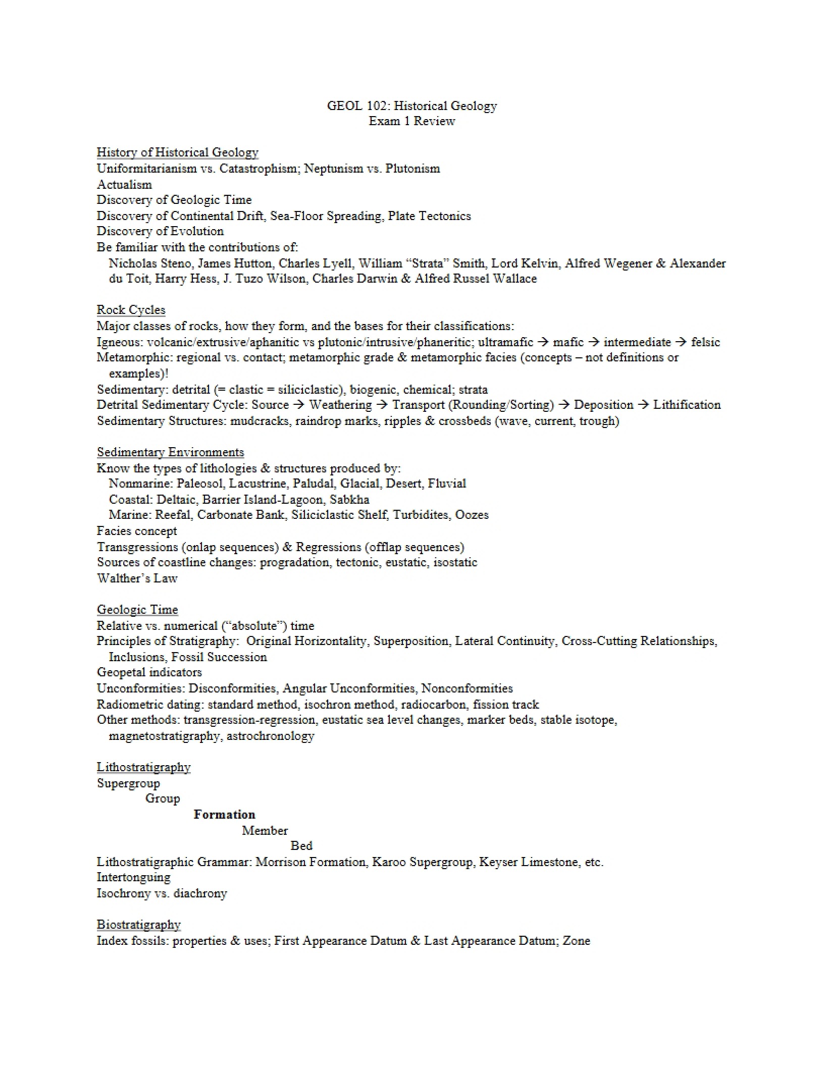 Exam 1 Review Material