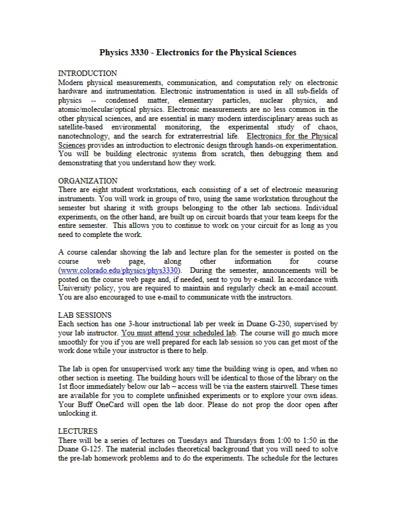 Electronics Syllabus (First Instance)