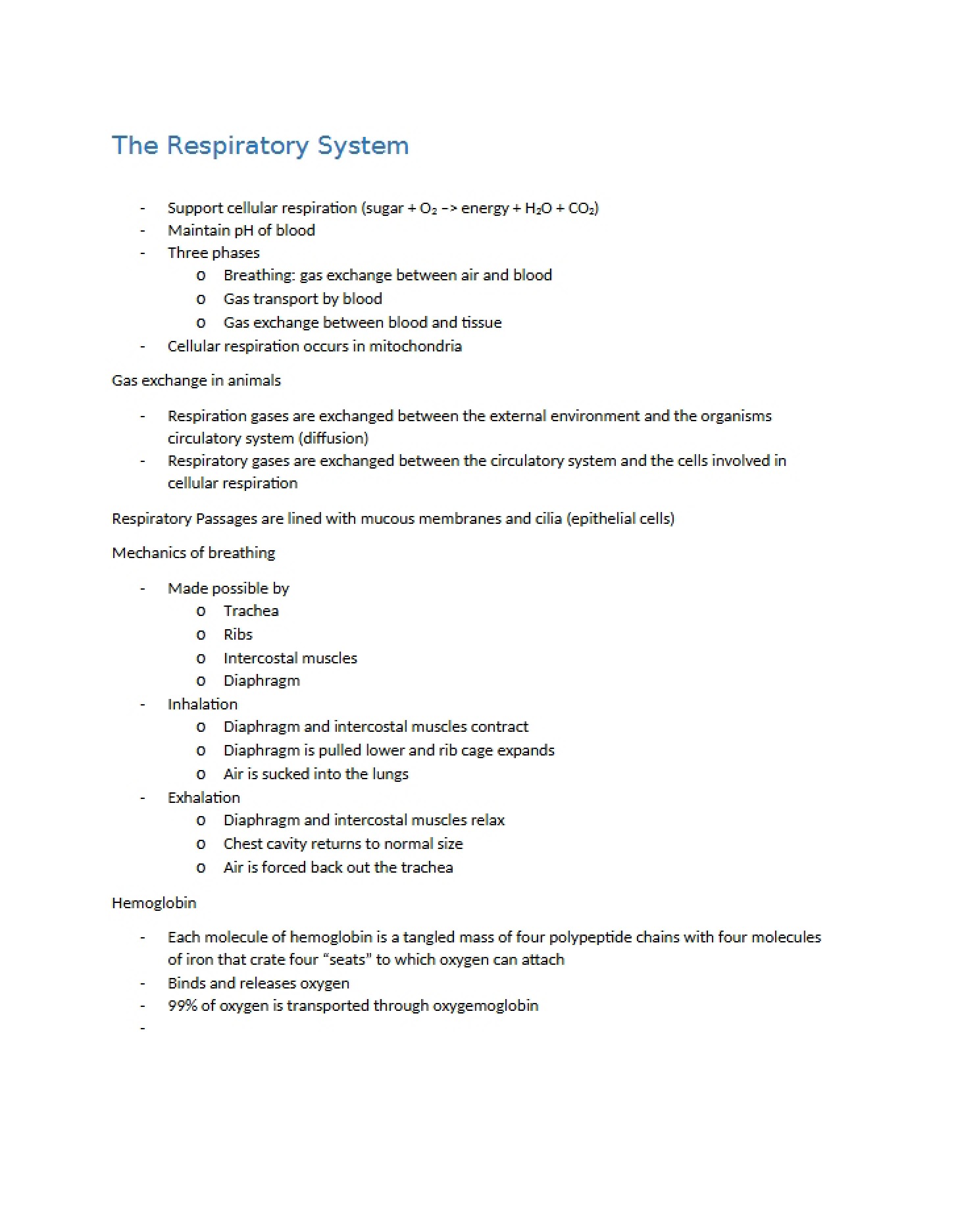 Respiratory System Overview