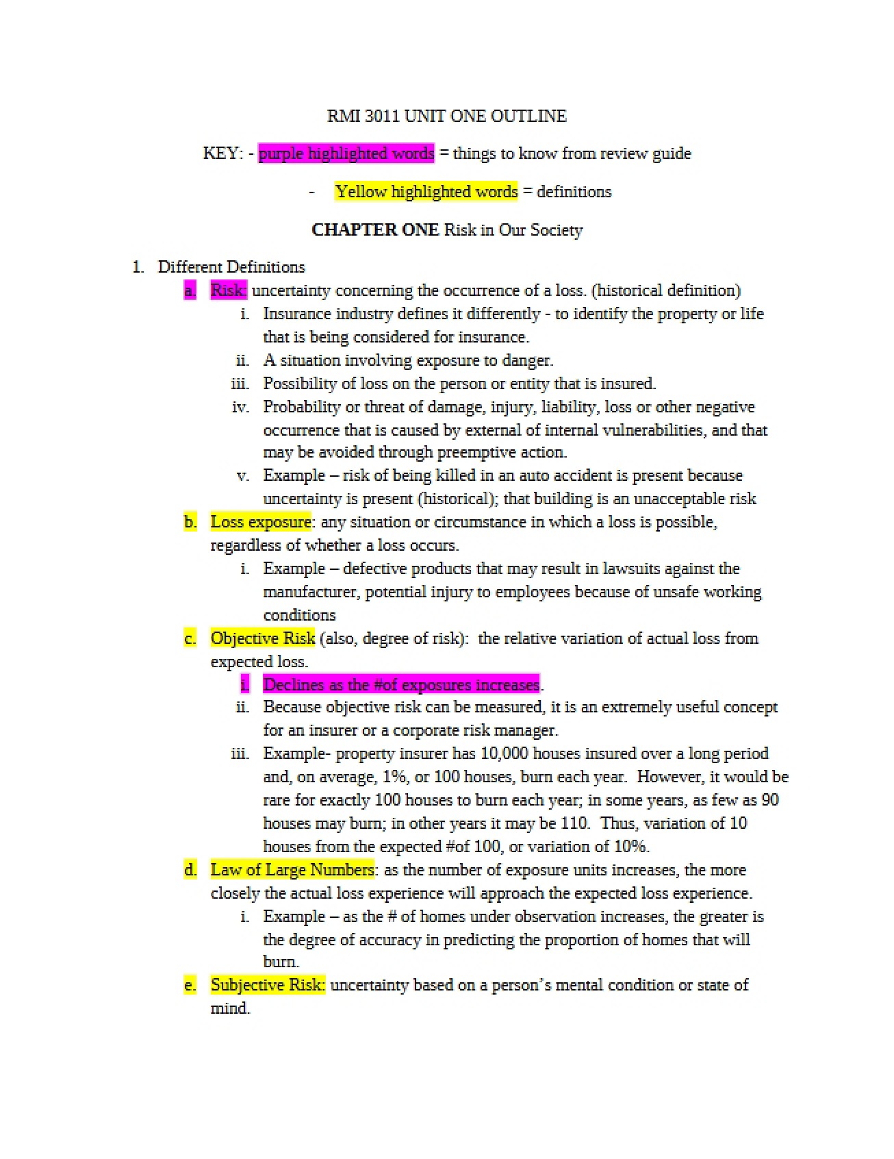 Outline for Unit 1